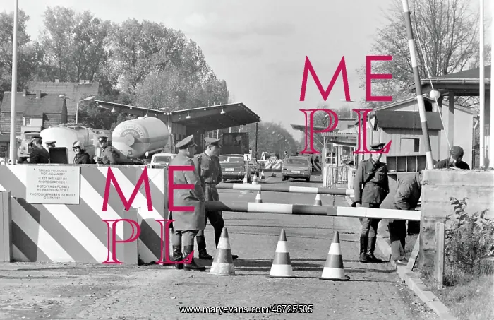 : Soldiers at a checkpoint, East Berlin, Germany : Soldiers at a checkpoint, East Berlin, Germany