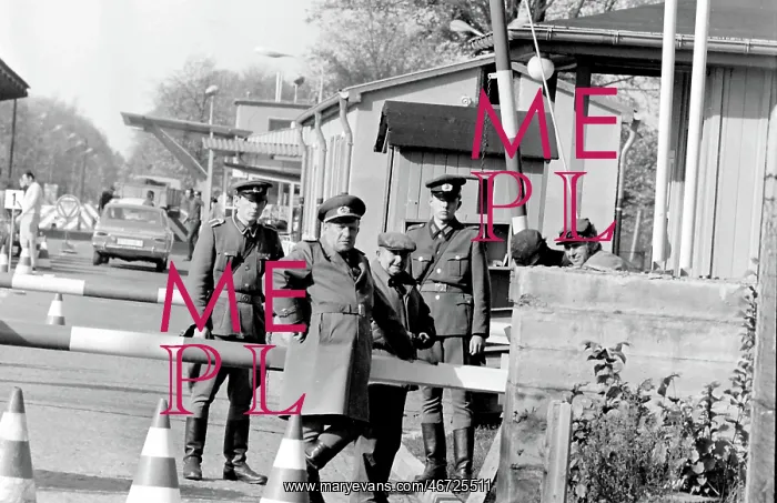 : Soldiers at a checkpoint, East Berlin, Germany : Soldiers at a checkpoint, East Berlin, Germany