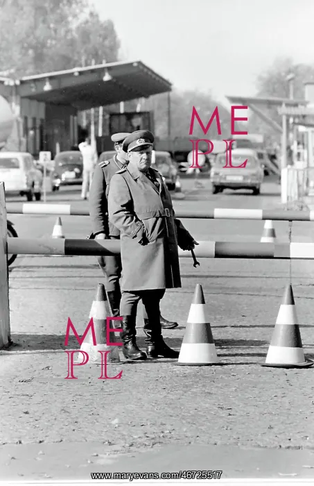 : Soldiers at a checkpoint, East Berlin, Germany : Soldiers at a checkpoint, East Berlin, Germany
