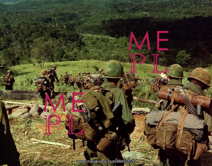 : Soldiers descend the side of Hill 742, five : Soldiers descend the side of Hill 742, five