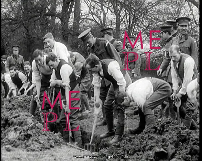 : Soldiers Digging A Shallow Trench Using Pickaxes : Soldiers Digging A Shallow Trench Using Pickaxes