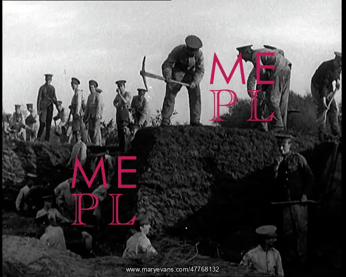 : Soldiers Digging A Trench Using Pickaxes and : Soldiers Digging A Trench Using Pickaxes and