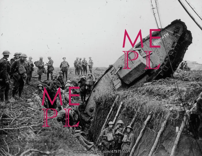 : Soldiers and tank in trench : Soldiers and tank in trench
