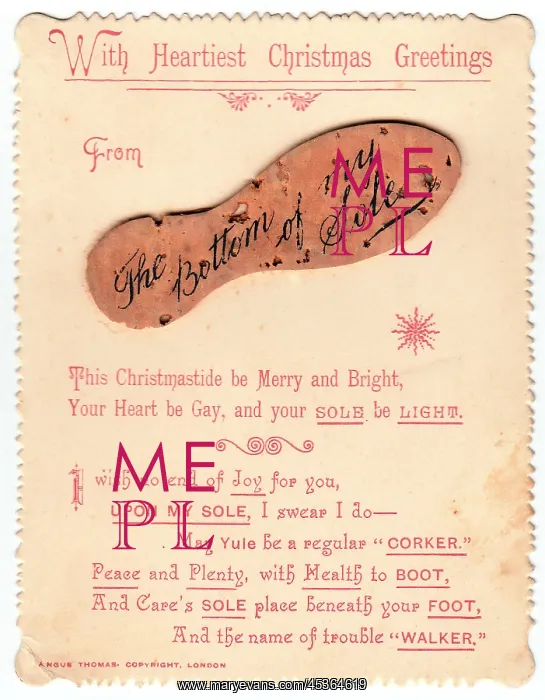 : Sole with comic verse on a Christmas card : Sole with comic verse on a Christmas card