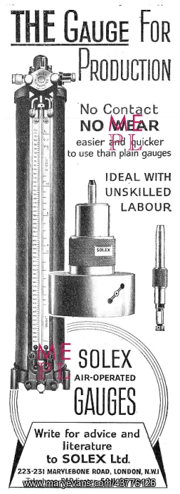  : Solex Air Operated Gauges