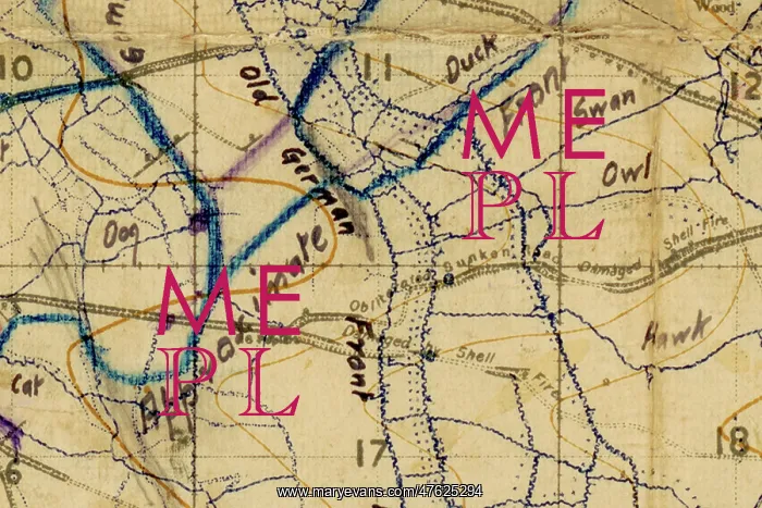 : Somme Map of trenches on the battlefield during WWI : Somme Map of trenches on the battlefield during WWI