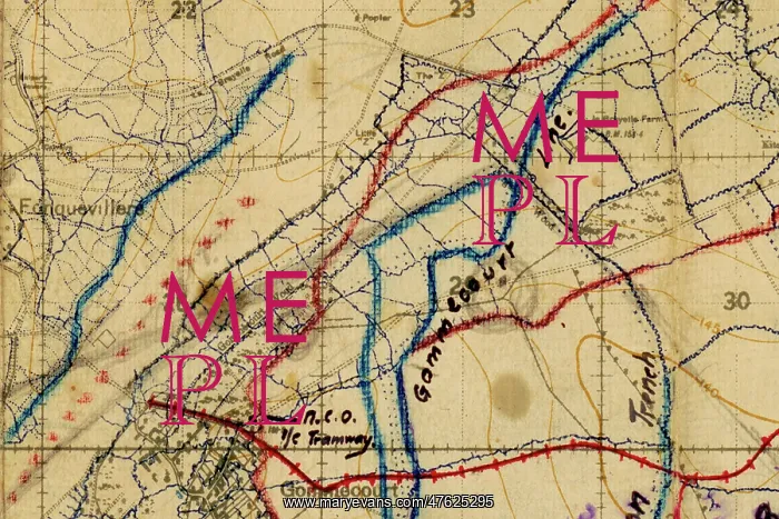 : Somme Map of trenches on the battlefield during WWI : Somme Map of trenches on the battlefield during WWI