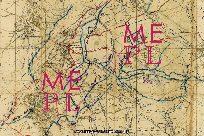  : Somme Map of trenches on the battlefield during WWI