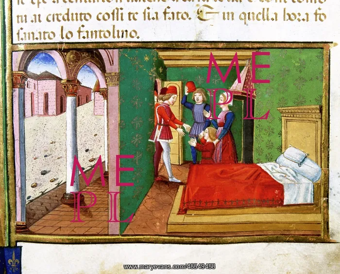 : The son of the centurion, healed by Jesus, get out of bed. C : The son of the centurion, healed by Jesus, get out of bed. C