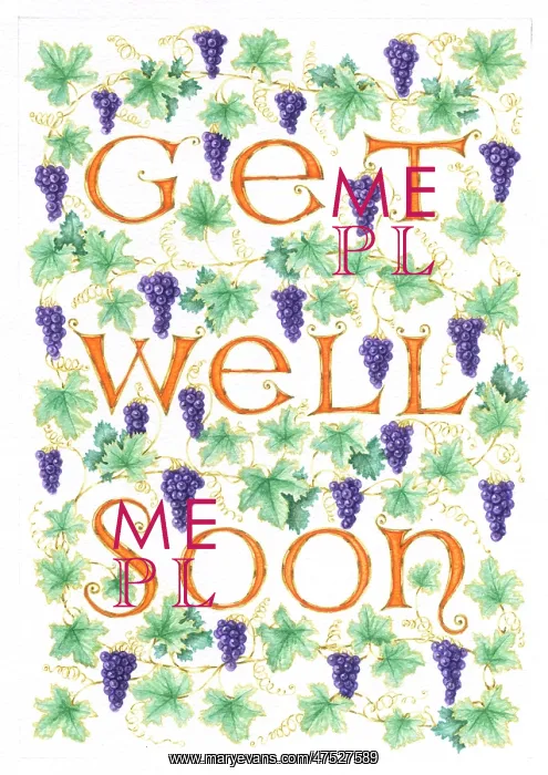 : Get Well Soon with bunches of black grapes : Get Well Soon with bunches of black grapes