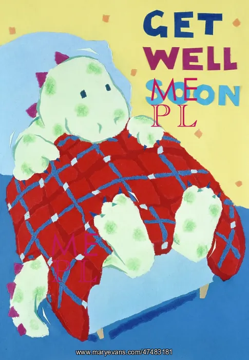  : Get Well Soon ' dinosaur in bed