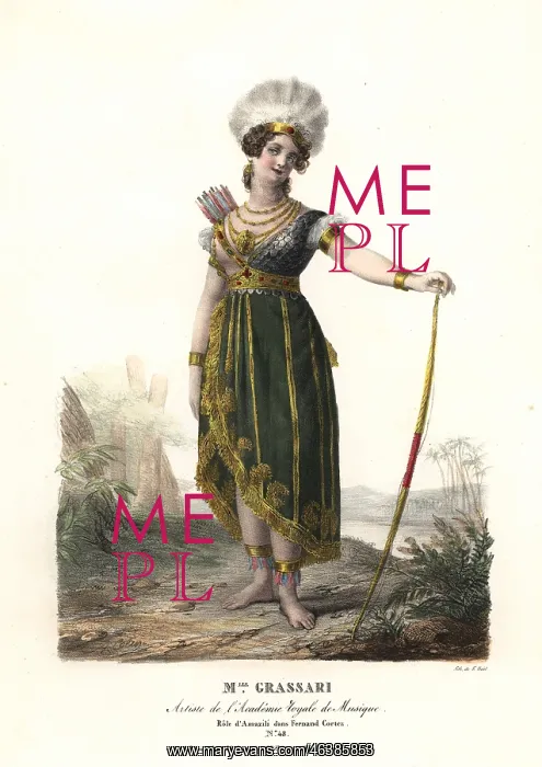 : Soprano opera singer Mlle. Grassari as Amazili : Soprano opera singer Mlle. Grassari as Amazili