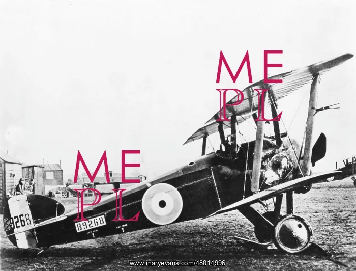 : Sopwith Camel biplane on an airfield, WW1 : Sopwith Camel biplane on an airfield, WW1