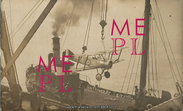 : Sopwith Pup N6444 being winched aboard HMS Manxman : Sopwith Pup N6444 being winched aboard HMS Manxman