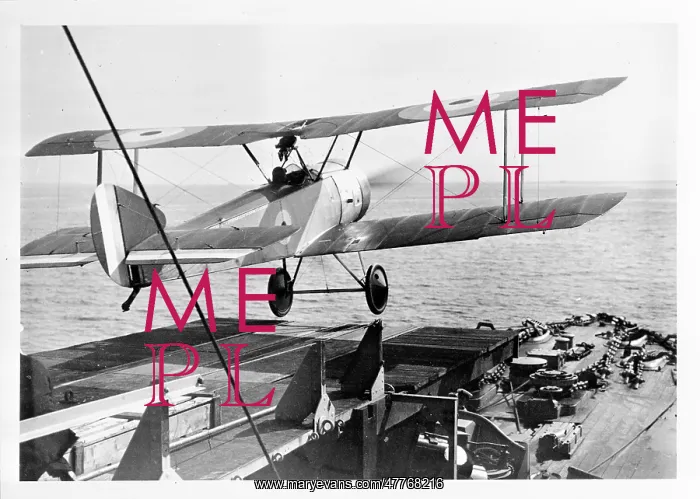 : Sopwith Pup taking off from a battleship turret platform : Sopwith Pup taking off from a battleship turret platform
