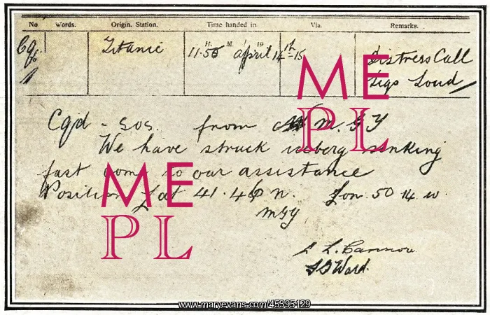: SOS message from Titanic : SOS message from Titanic
