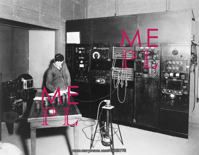 : Sound engineer Harry Proodian testing microphones : Sound engineer Harry Proodian testing microphones