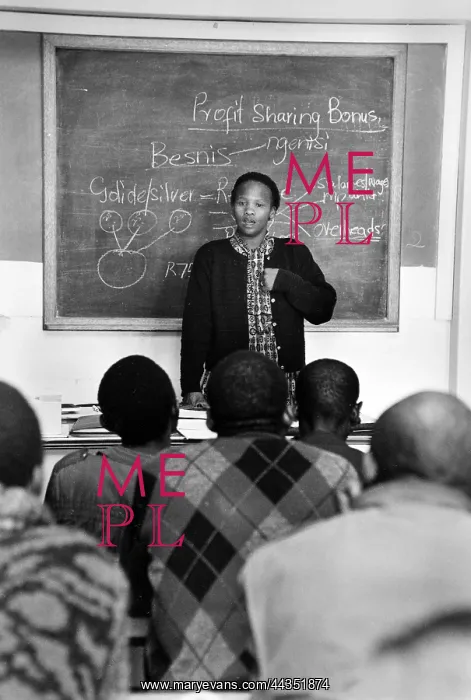  : South Africa, Rustenburg, 1993. Mrs Warie Wezi teaches