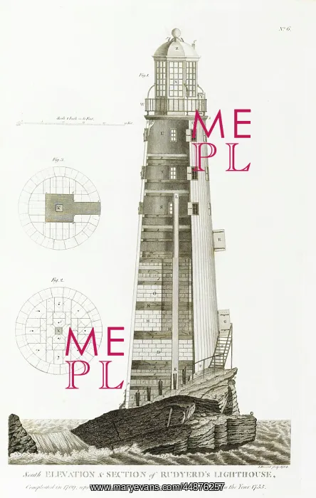: South elevation and section of Rudyerd's Lighthouse : South elevation and section of Rudyerd's Lighthouse