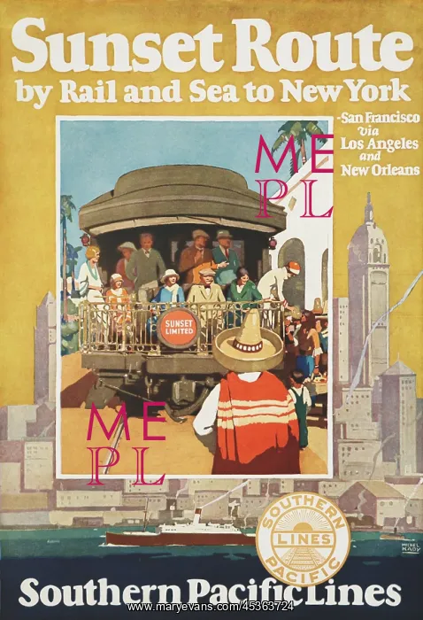 : Southern Pacific Lines poster for their Sunset Route : Southern Pacific Lines poster for their Sunset Route