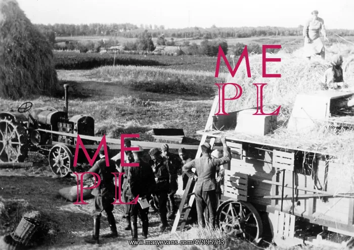 : Southwest of Kaluga a propelled thresher during threshing : Southwest of Kaluga a propelled thresher during threshing