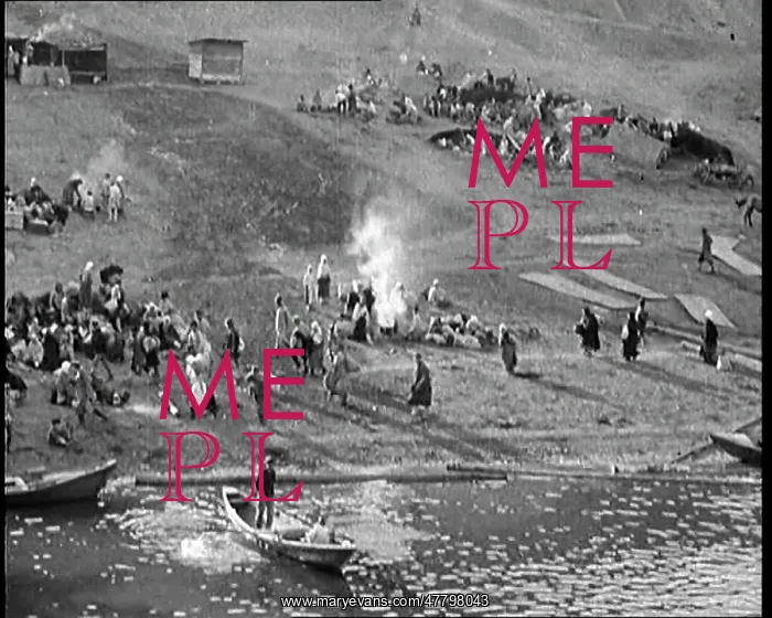 : Soviet Civilians Gathering By the Bank Of A : Soviet Civilians Gathering By the Bank Of A