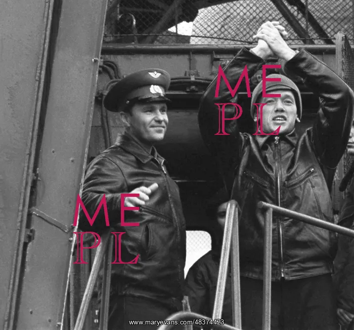 : Soviet cosmonauts Vladimir Shatalov and Alexei Yeliseev : Soviet cosmonauts Vladimir Shatalov and Alexei Yeliseev