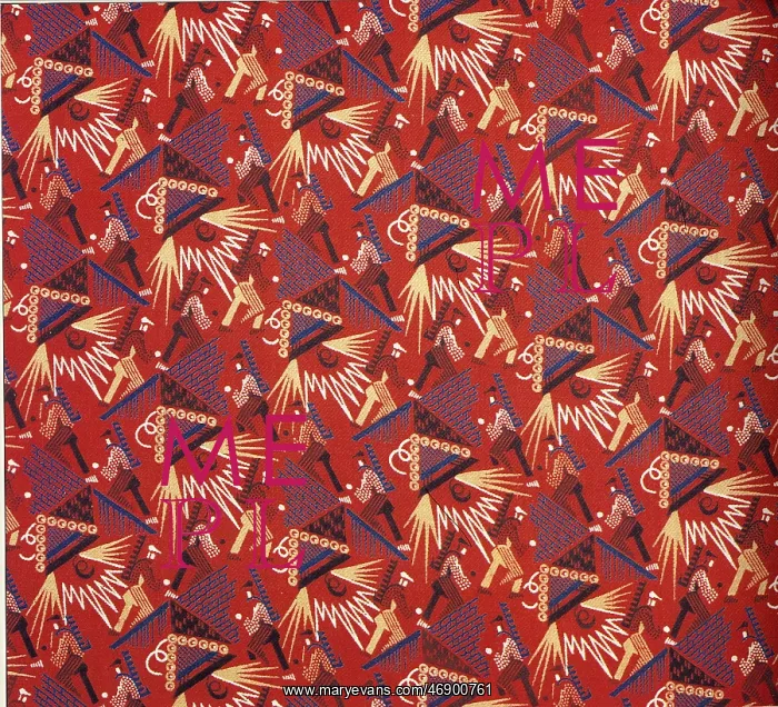 : Soviet costume and textile showing building, circa 1920s : Soviet costume and textile showing building, circa 1920s