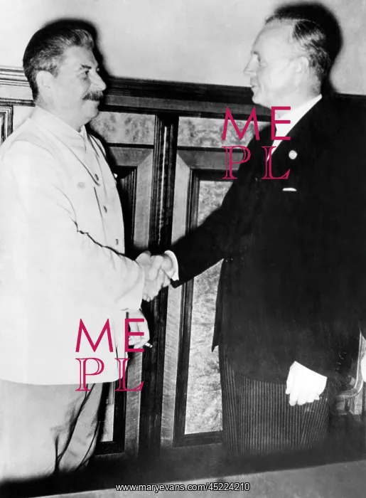 : Soviet General Secretary Josef Stalin (left), ? : Soviet General Secretary Josef Stalin (left), ?