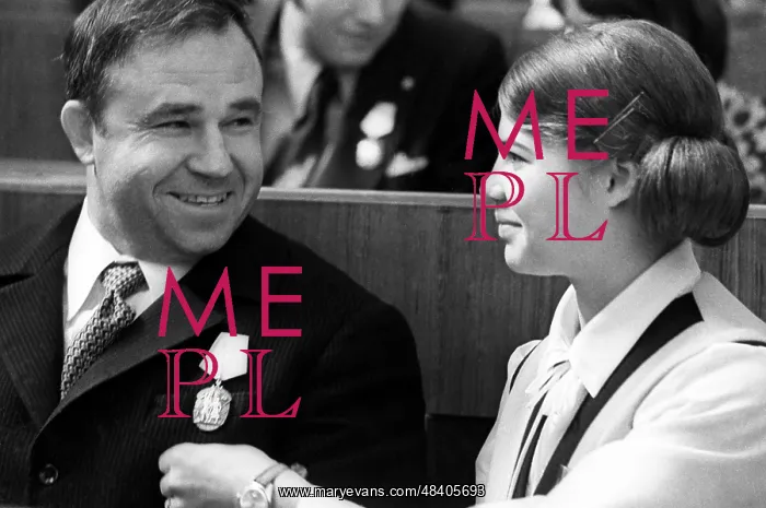 : Soviet gymnast Lyudmila Turishcheva and coach : Soviet gymnast Lyudmila Turishcheva and coach