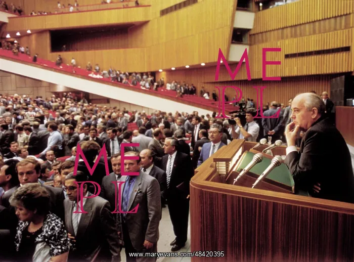 : Soviet leader Mikhail Gorbachev during 28th Congress : Soviet leader Mikhail Gorbachev during 28th Congress