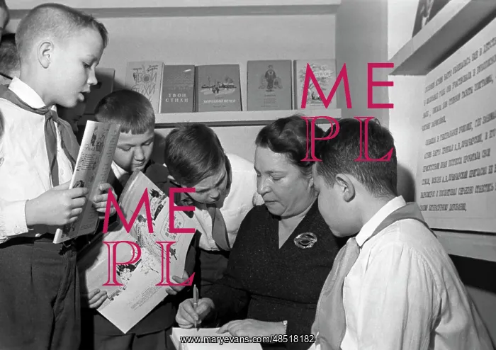 : Soviet poet Agniya Barto and her young readers, 1966 : Soviet poet Agniya Barto and her young readers, 1966