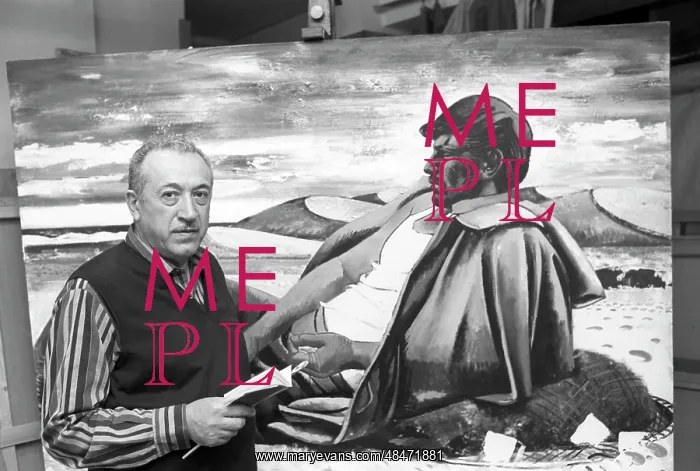 : Soviet and Russian painter Tahir Salahov in his studio, 1993 : Soviet and Russian painter Tahir Salahov in his studio, 1993