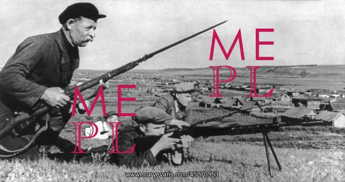 : Four Soviet (Russian) partisans with fixed bayonets : Four Soviet (Russian) partisans with fixed bayonets