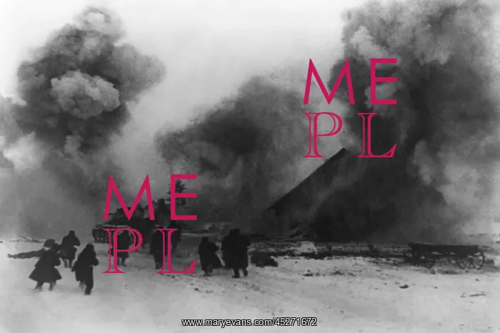 : Soviet (Russian) soldiers behind a tank dislodging : Soviet (Russian) soldiers behind a tank dislodging