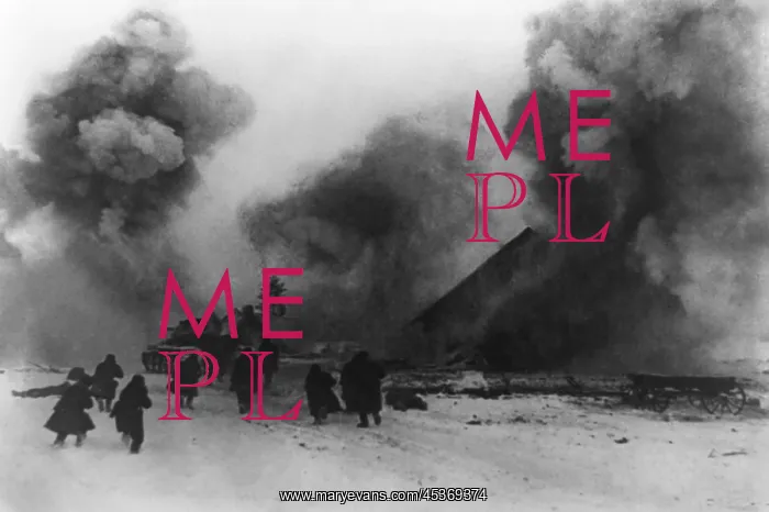 : Soviet (Russian) soldiers behind a tank dislodging : Soviet (Russian) soldiers behind a tank dislodging