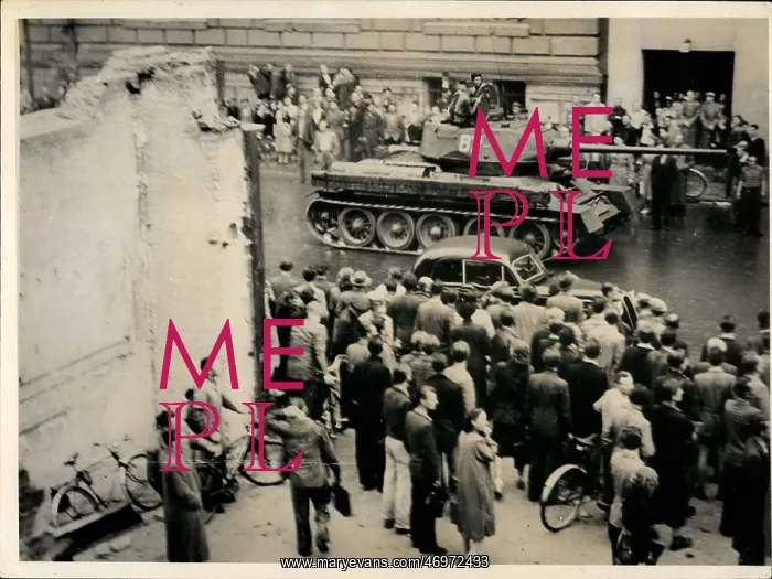 : Soviet Russian tank in East Berlin during uprising : Soviet Russian tank in East Berlin during uprising