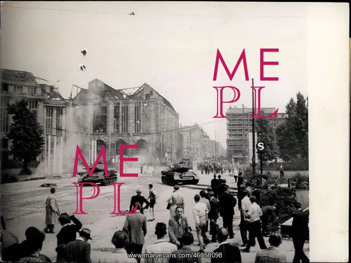 : Soviet Russian tanks in East Berlin during uprising : Soviet Russian tanks in East Berlin during uprising