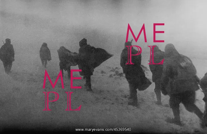 : Soviet soldiers marching in blowing snow in 1944 : Soviet soldiers marching in blowing snow in 1944
