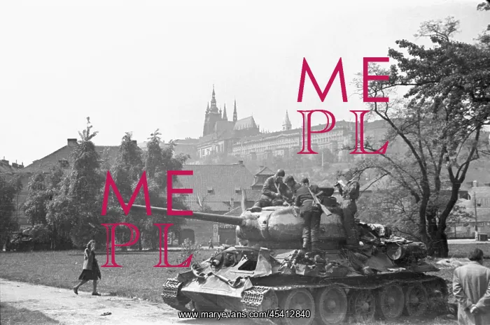  : Soviet tank is seen at the Klarov in Prague, Protectorate