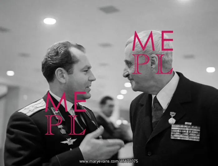 : Soviet writer Konstantin Simonov and cosmonaut : Soviet writer Konstantin Simonov and cosmonaut