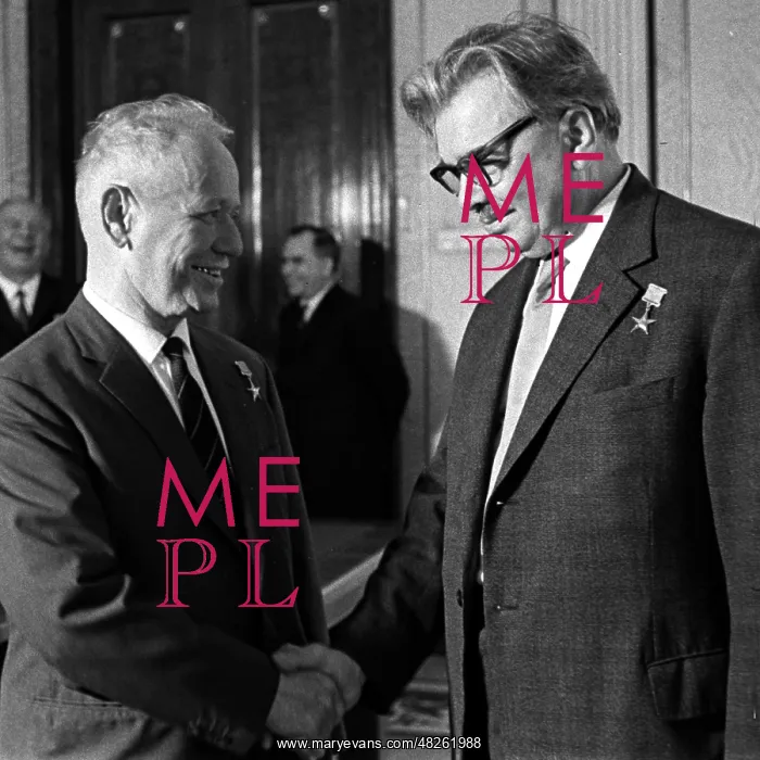 : Soviet writers Mikhail Sholokhov and Leonid Leonov : Soviet writers Mikhail Sholokhov and Leonid Leonov