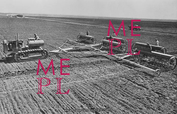 : Sowing on a Communist collective farm on the steppes : Sowing on a Communist collective farm on the steppes