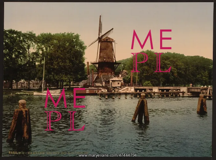 : The Spaarne and windmill, Haarlem, Holland : The Spaarne and windmill, Haarlem, Holland
