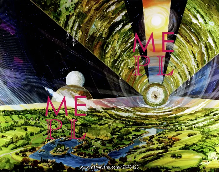 : Space Colony Poster, 1970s : Space Colony Poster, 1970s