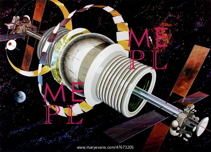 : Space Colony Poster, 1970s : Space Colony Poster, 1970s
