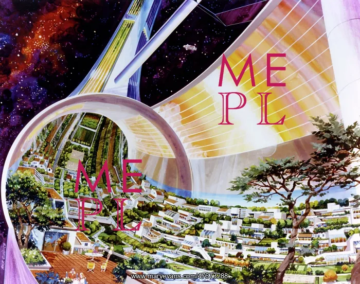 : Space Colony Poster, 1970s : Space Colony Poster, 1970s