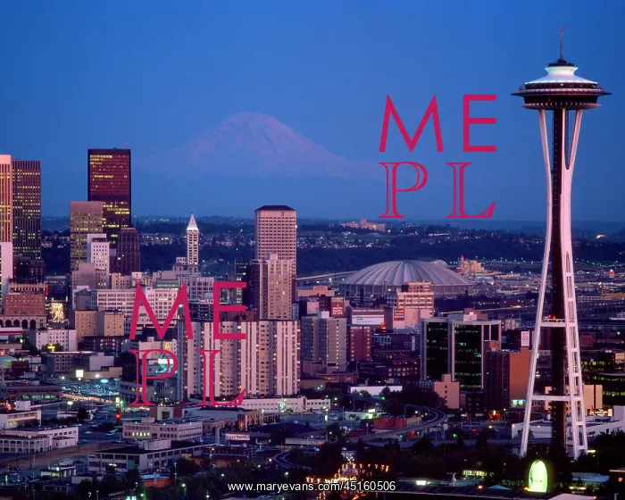 : Space Needle and King Dome Mt. Rainier in Background : Space Needle and King Dome Mt. Rainier in Background