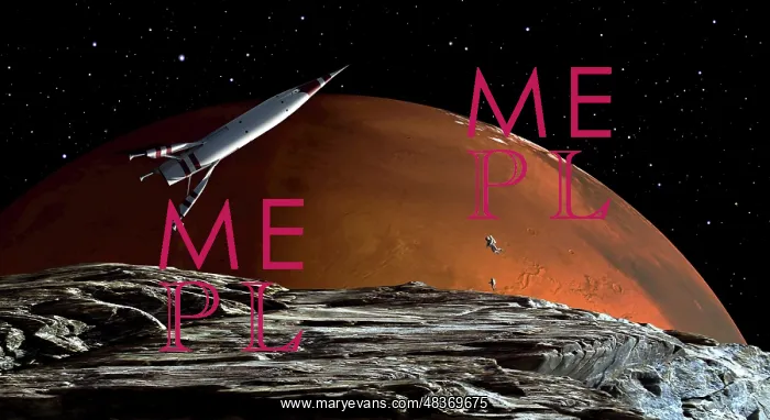 : A spaceship in orbit over Mars moon, Phobos, with the red ? : A spaceship in orbit over Mars moon, Phobos, with the red ?