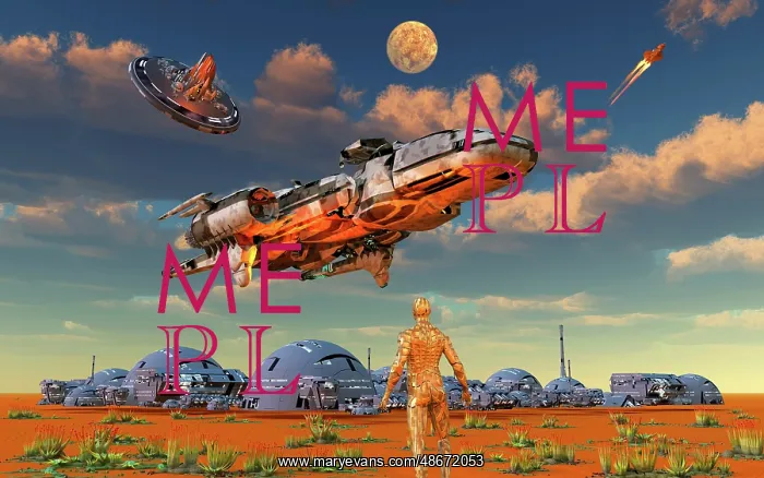 : Spaceships landing at a futuristic human base : Spaceships landing at a futuristic human base
